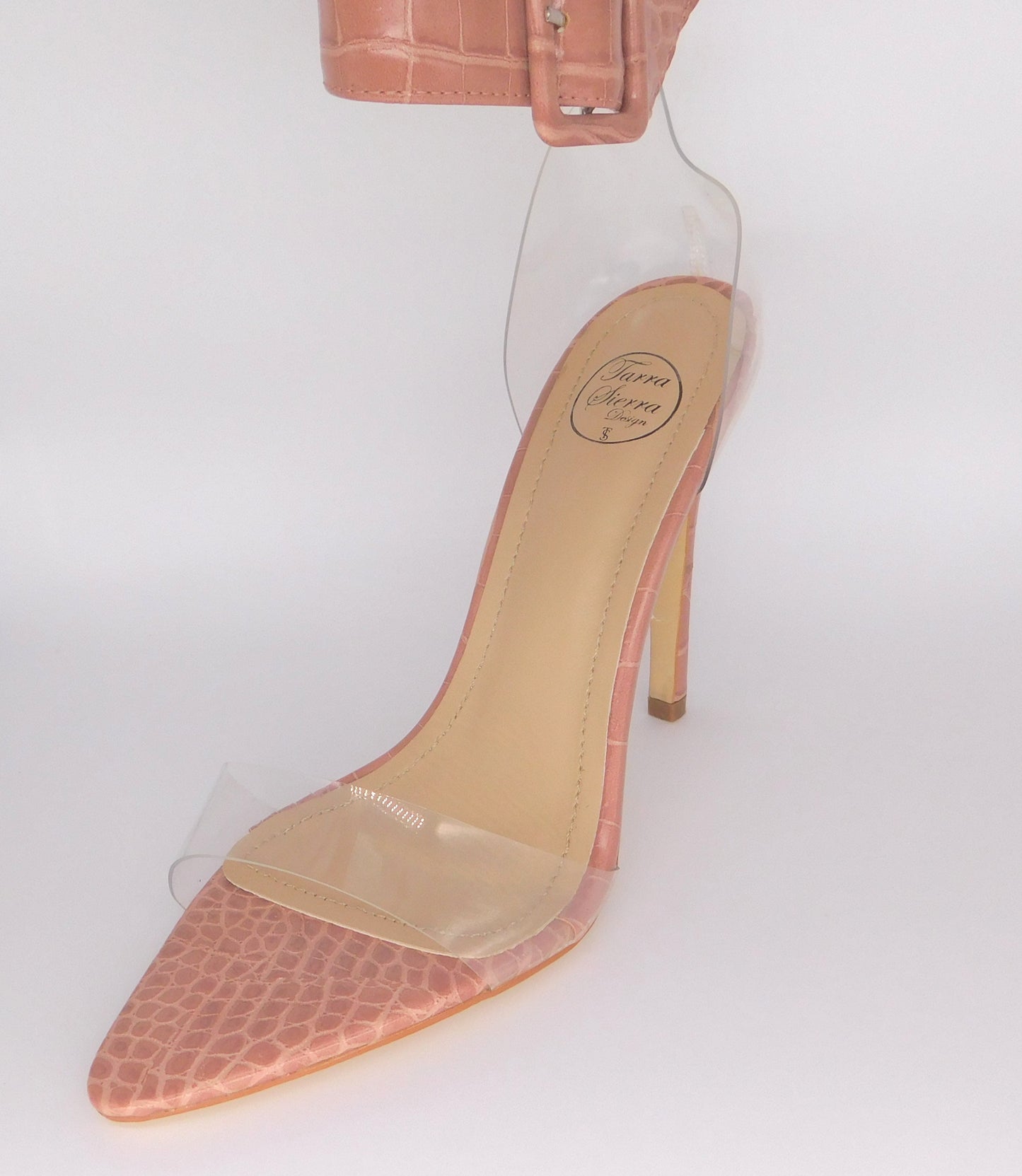 Peach Snake Skin Sandals