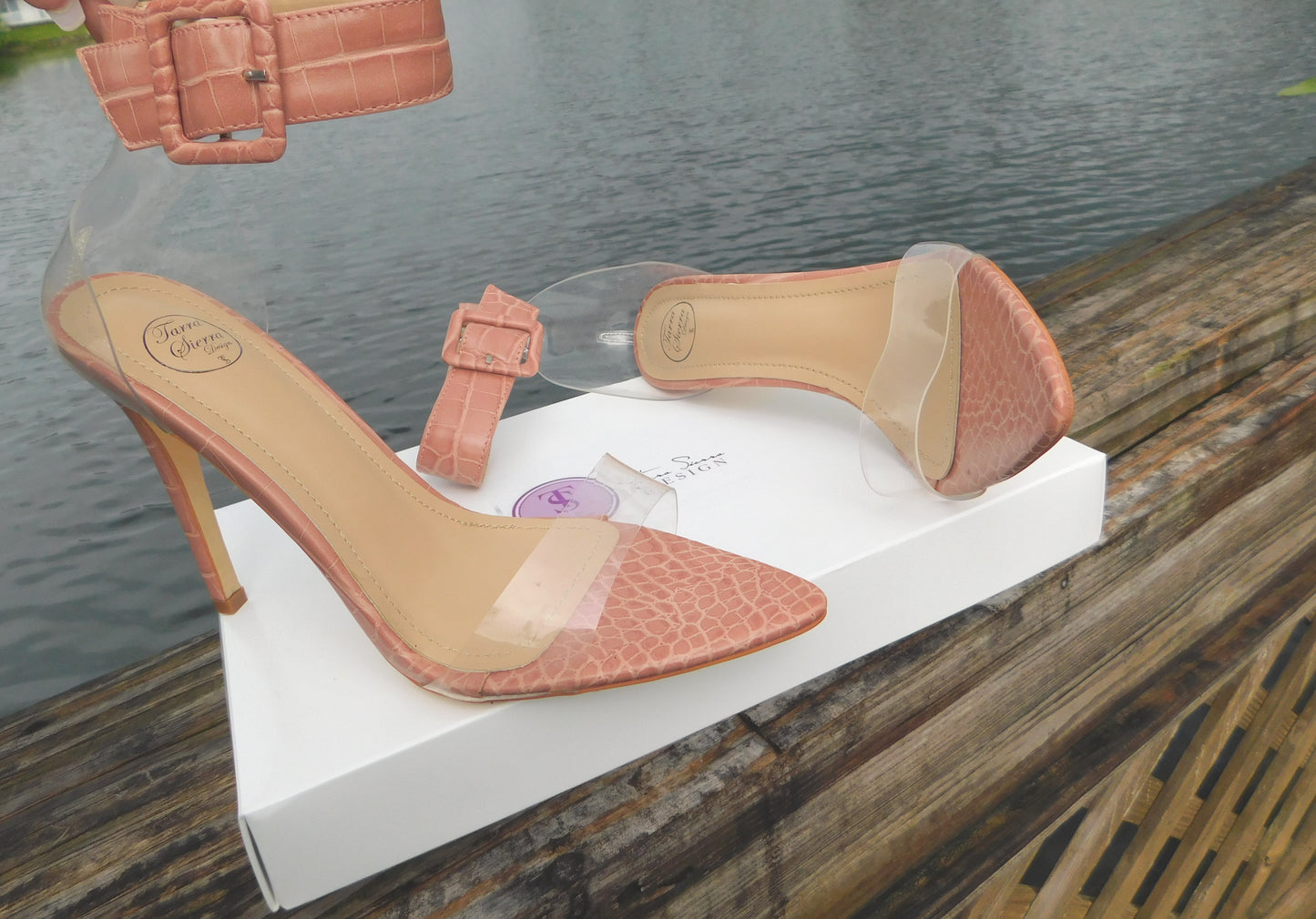 Peach Snake Skin Sandals